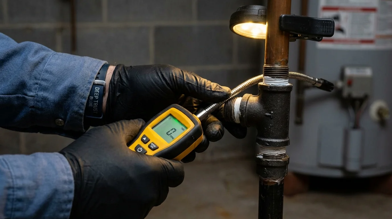 Gas leak detection with electronic sniffer by Johns Plumbing LLC in Oconto Falls
