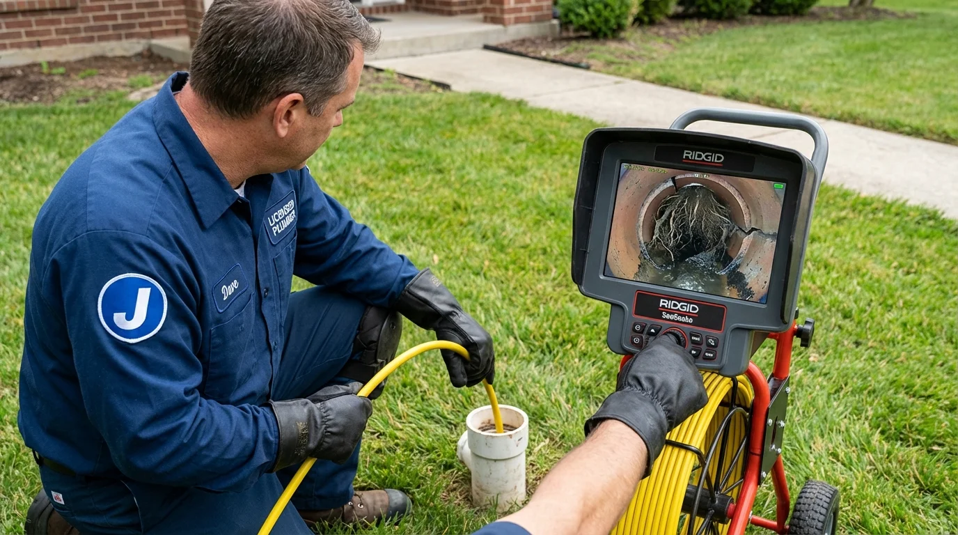 Sewer camera inspection being performed by Johns Plumbing LLC in Oconto Falls